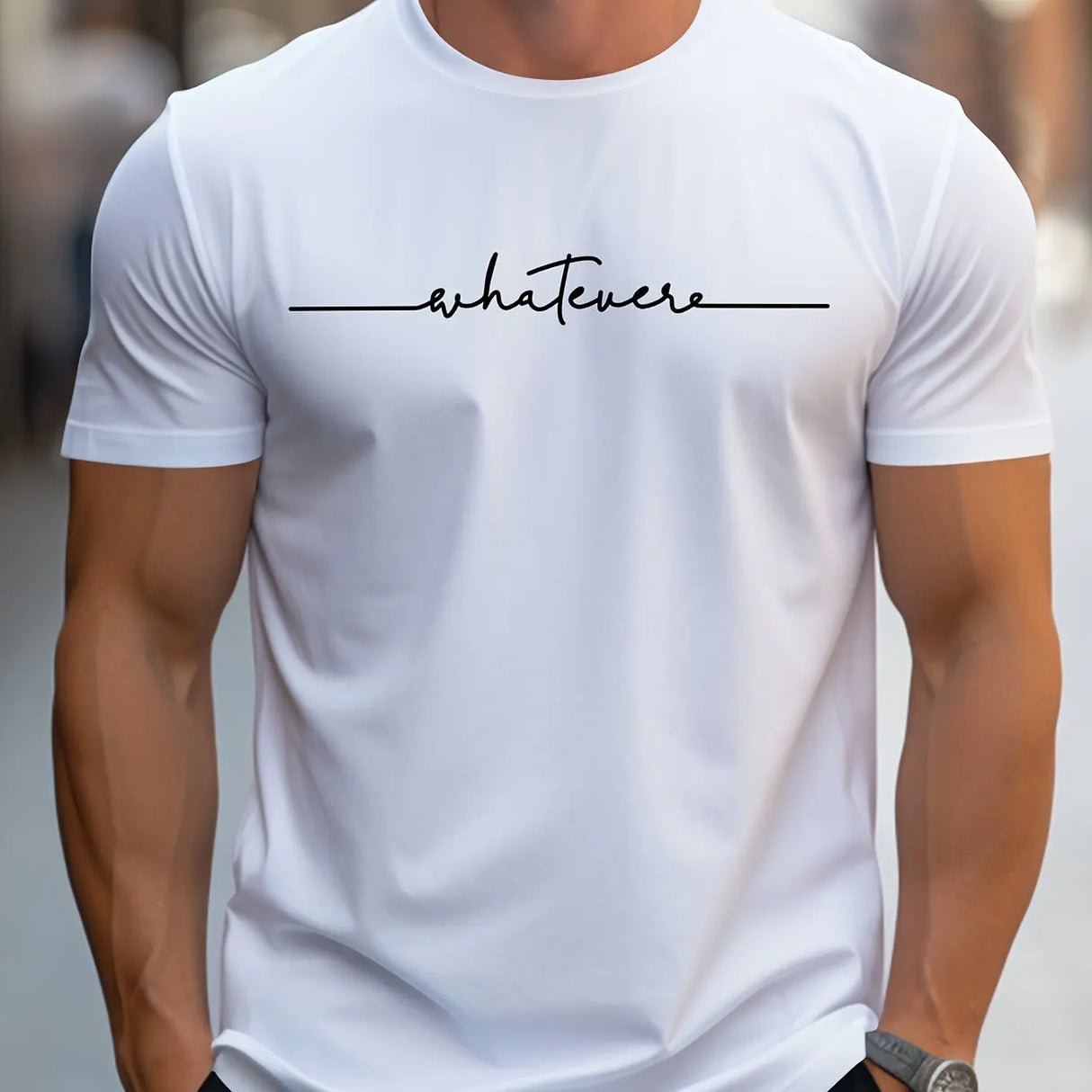 Men Letter Print Cotton Tee