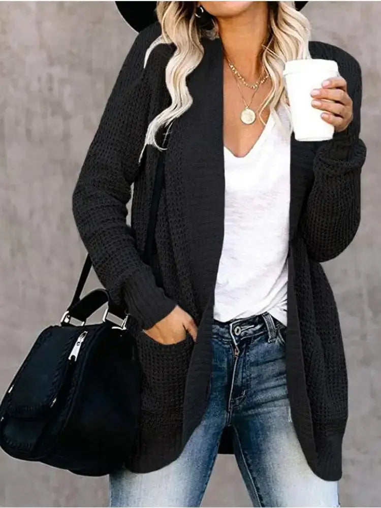 Women Plus Size Hollow Knit Cardigan