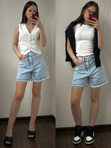 Women's Blue Casual Denim Shorts
