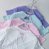 Women Mesh Hollow Back Fitness Shirt