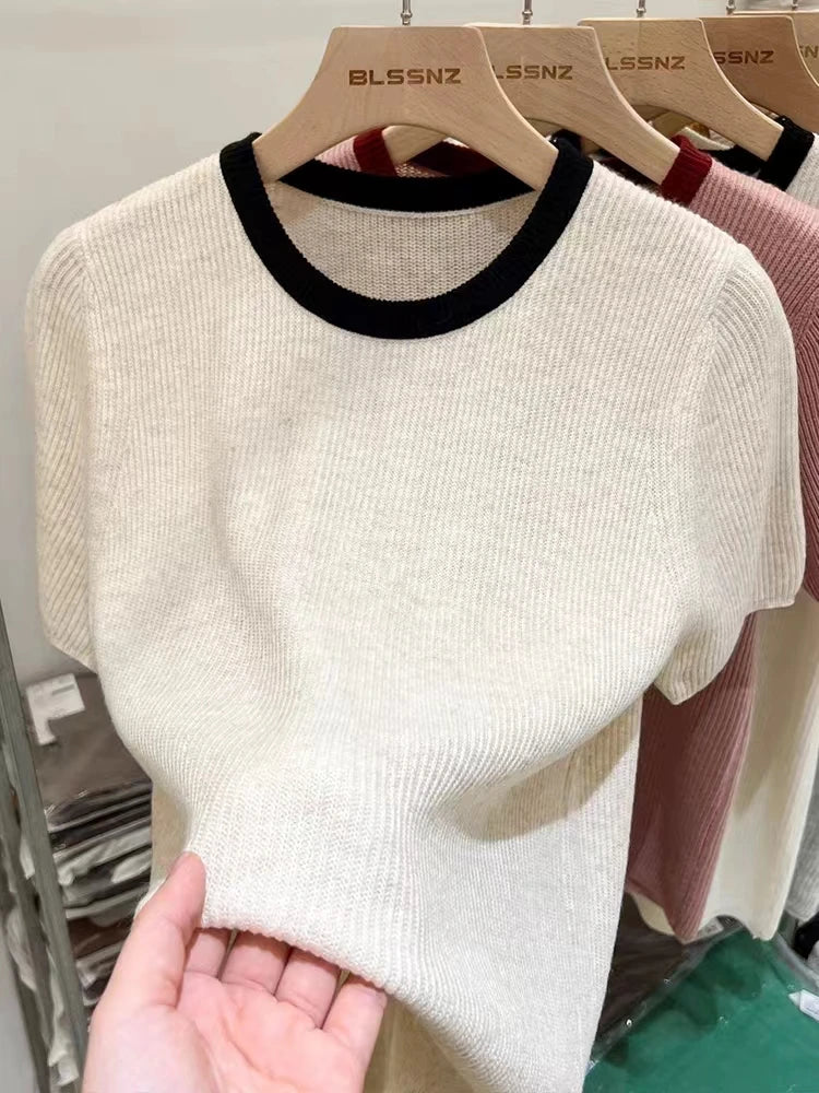 Women's O-Neck Slim Knit Sweater
