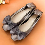 Women Leather Bowknot Slip-On Ballerina Flats