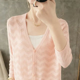 Women Knitted V-Neck Sun Protection Cardigan