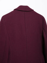 Women Burgundy Woolen Double Breasted Coat