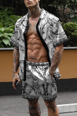 Men Hawaiian Floral Shorts Set