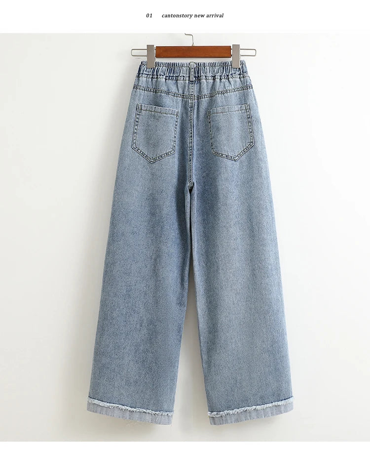 Women Plus Size High Waist Wide Leg Jeans