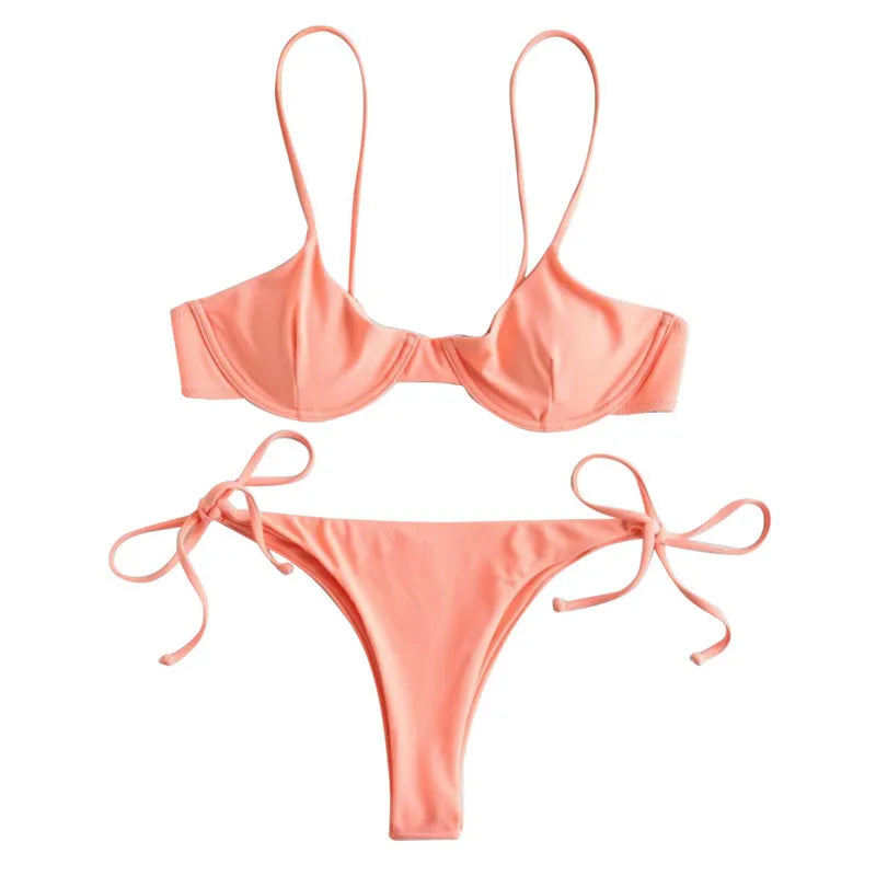 Split V-Neck Bikini Set