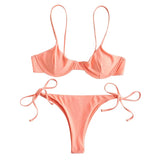 Split V-Neck Bikini Set