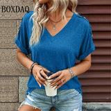 Women Cotton V-Neck Button Shirt