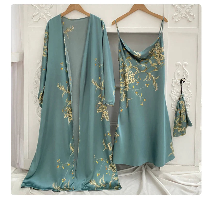 Women Bridal Satin Robe Set