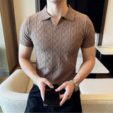 Men Polo Collar Slim Fit Knit Sweater