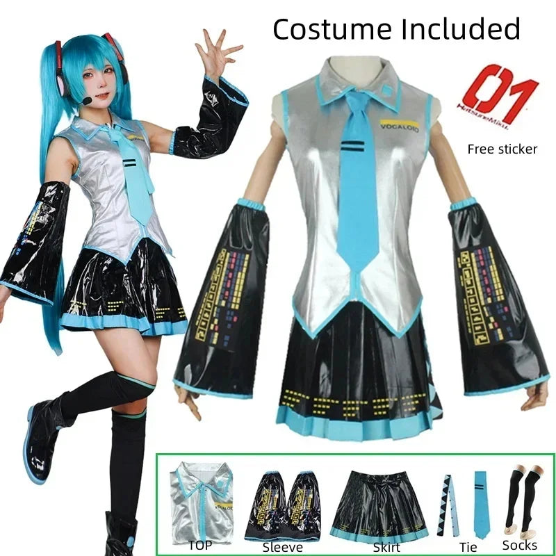 Hatsune Miku Silver Leather Cosplay Costume