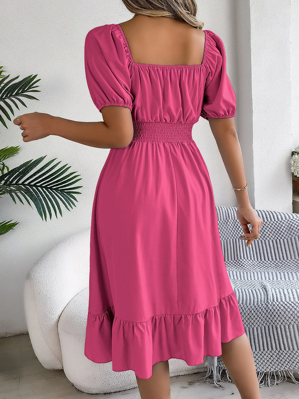 Women Square Neck Summer Dress