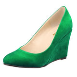 Classic Pointed Wedge Pumps – Black Faux Suede 2025