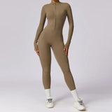 Women Fitness Zipper Long Sleeve Jumpsuit