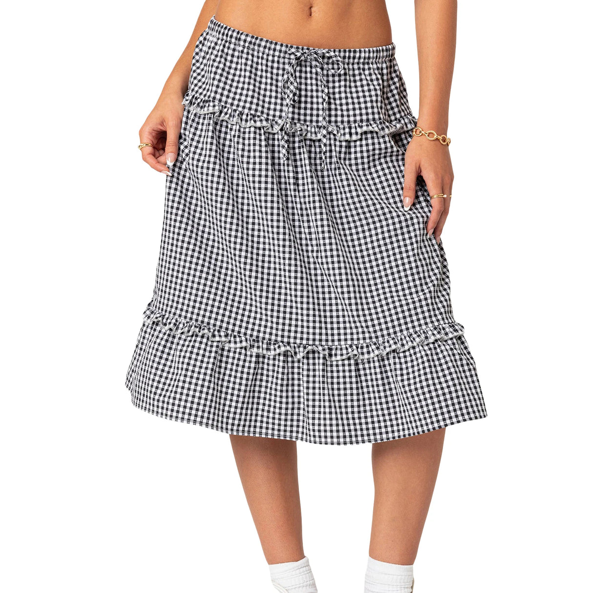 Women Floral Pleated Maxi Skirt