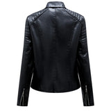Women's Faux Leather Lapel Biker Jacket
