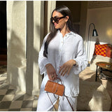 Women Cotton Wide Leg Pant Set