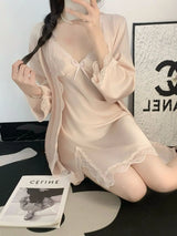 Women Satin Robe Nighty Set