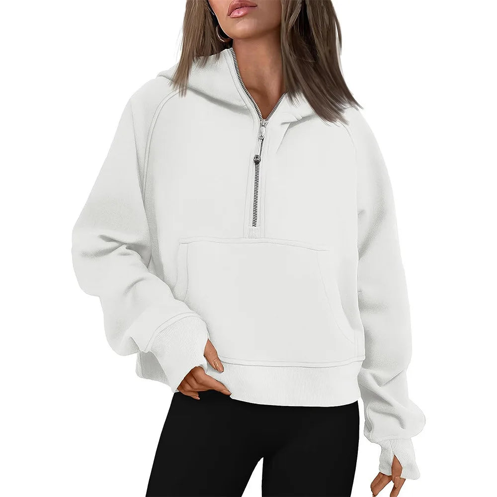 Half Zip Cropped Hoodie