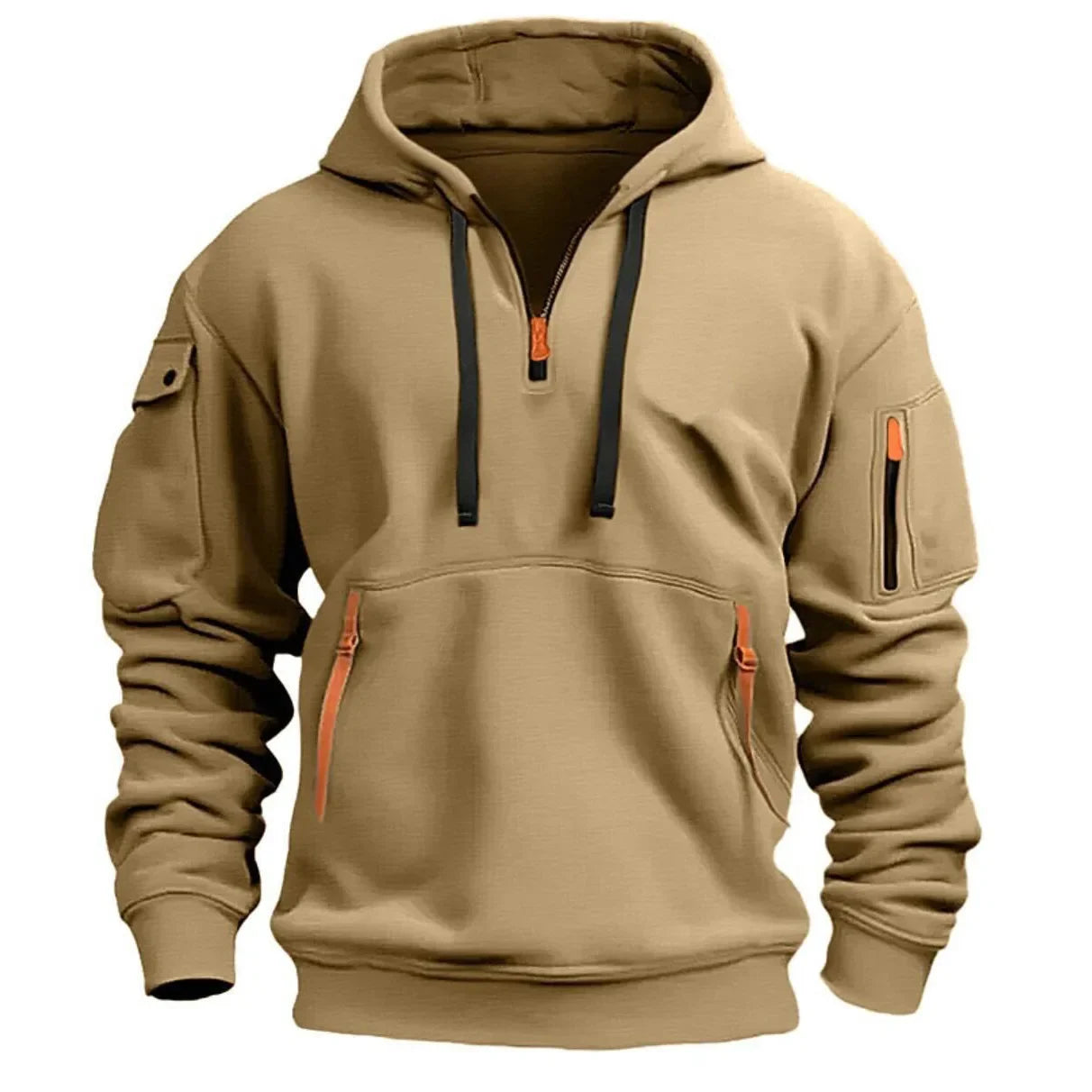 Men's Plus Size Hoodie – Streetwear Multi-Pocket