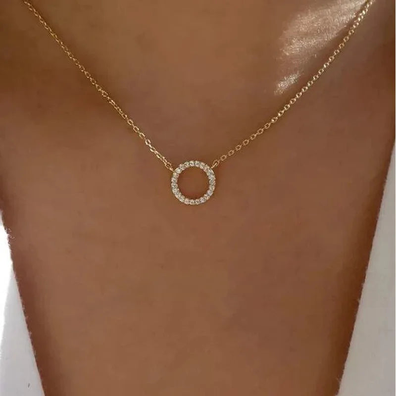 Women’s Golden Crystal Circle Necklace