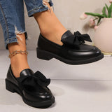 Women’s Bow Decor Leather Pointed Toe Loafers