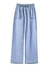 Women Ice Silk Wide Leg Jeans