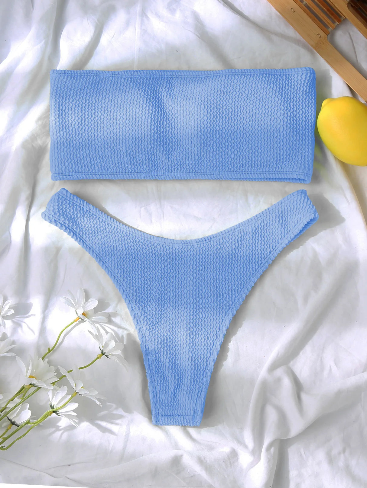 Textured High Cut Bikini