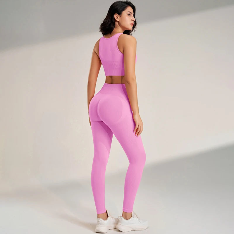 Women High Waist Leggings & Top Set