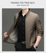 Men Stand Collar Zipper Jacket