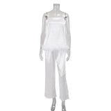 Women Satin Pajama Set with Feather Trim Pants