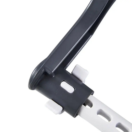 Detail of adjustable and foldable car safety seat buckle mechanism for children, showcasing easy-to-use design.