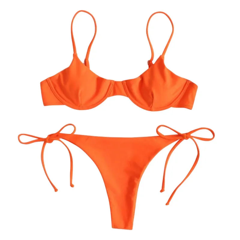 Split V-Neck Bikini Set