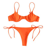 Split V-Neck Bikini Set