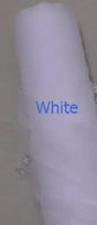Close-up of a roll of white tulle fabric, ideal for bridal capes and elegant wedding details.