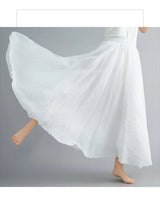 Women Cotton Linen Maxi Skirt