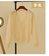 Korean V-Neck Cropped Cardigan Women's Sweater