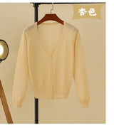 Women Cropped V-Neck Knit Cardigan