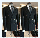 Men Striped 2-Piece Suit