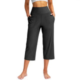 Women High Waist Capri Pants with Pockets