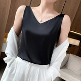 Korean Style V-Neck Solid Tank Top