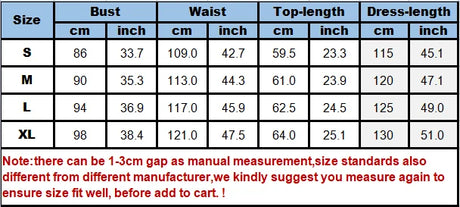 Size chart for Women's Fairy Hanfu with measurements for bust, waist, top-length, and dress-length in cm and inches.