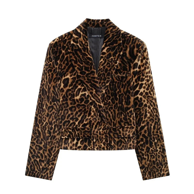 Velvra™ – Leopard Velvet Blazer Set (Luxury Print, Office to Evening Fashion)