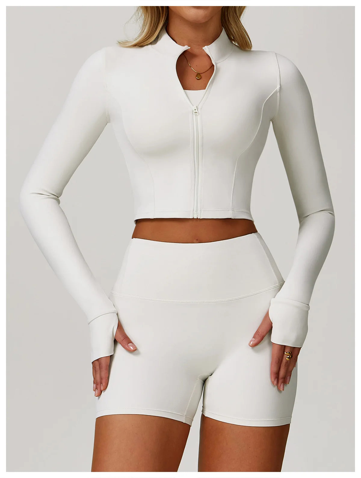 Women's Sexy Zip Long Sleeve Yoga Jacket – Workout Running Cycling Top