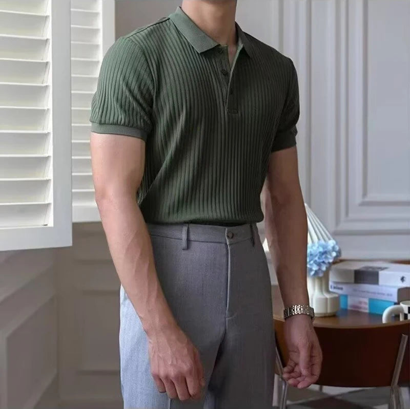 Men Stripe Polo Shirt