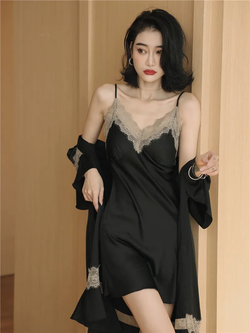 Women Ice Silk Nighty Pajamas