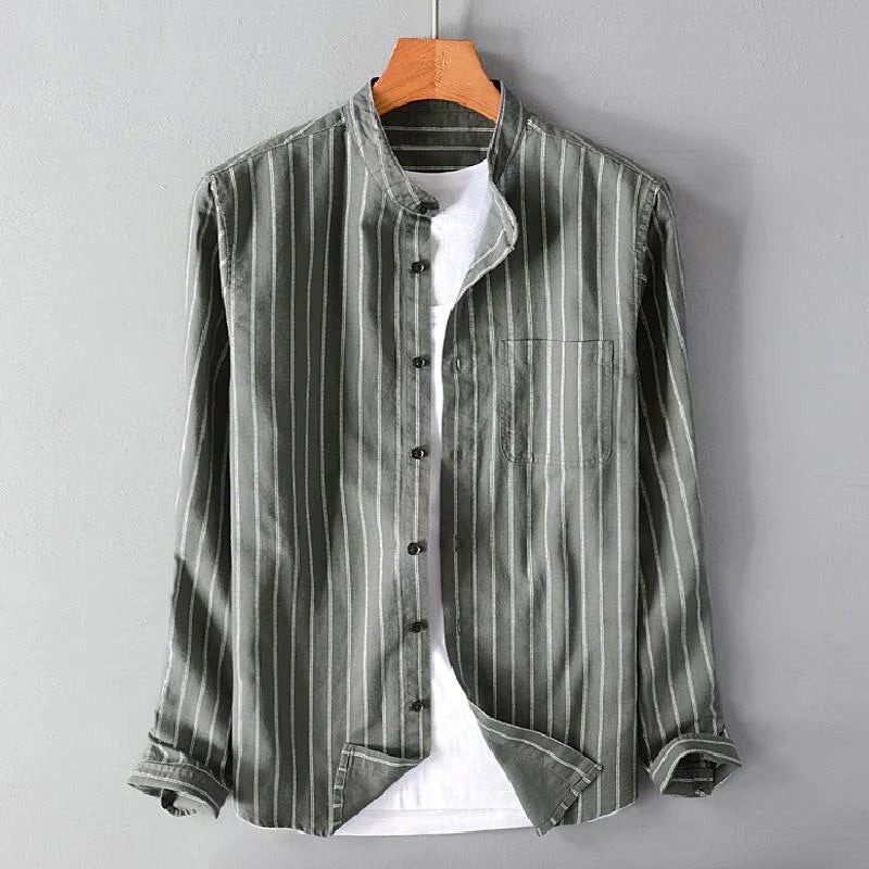 Men's Plus Size Striped Cotton Shirt – 4XL 5XL