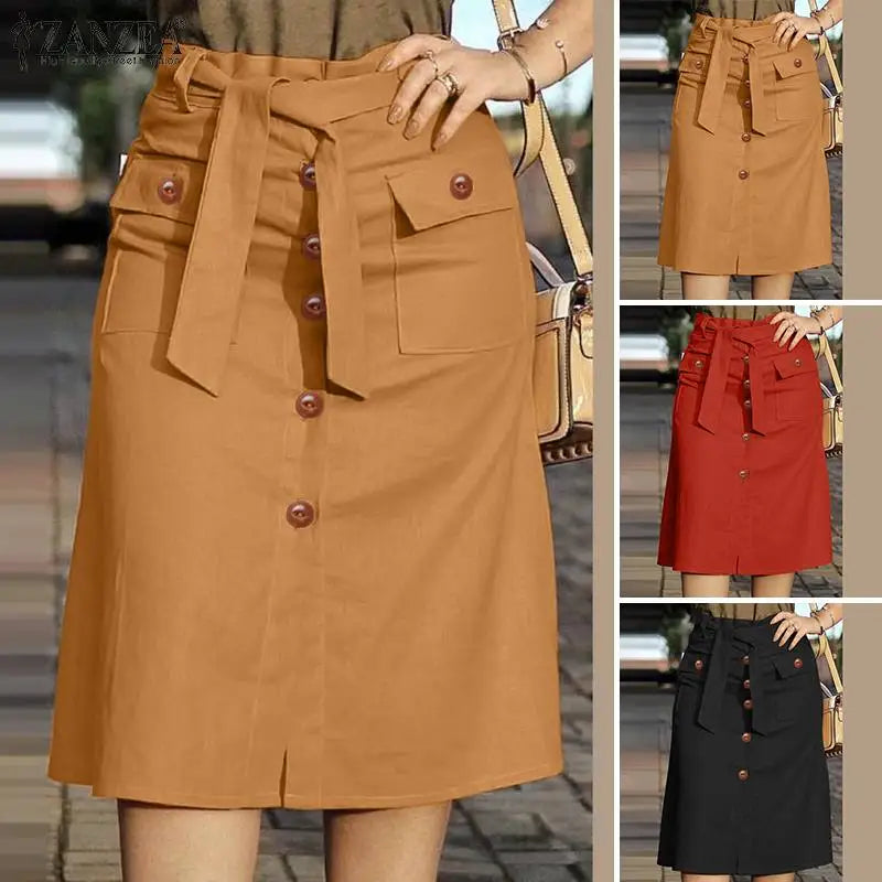 Women Buttoned Cargo Skirt