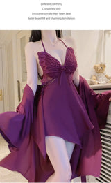 Women Bow Robe Sleep Set